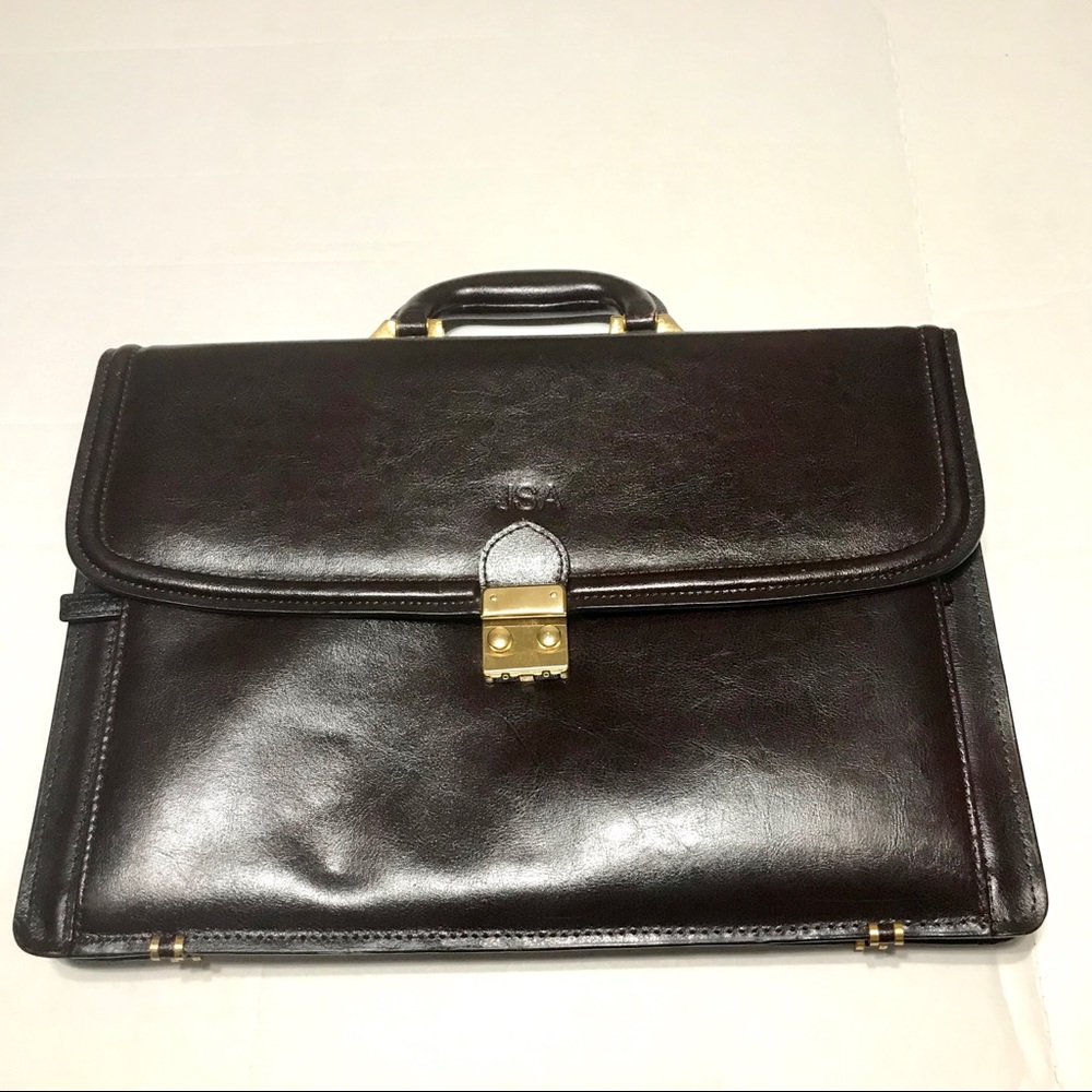 El Portal Vtg Mahogany Leather Case Messenger Bag